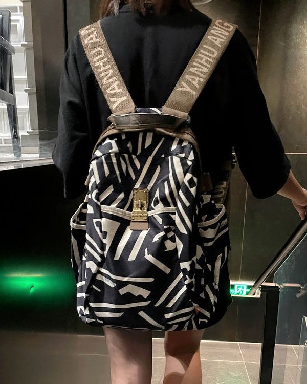 Casual Black Print Solid Durable Backpack Bag