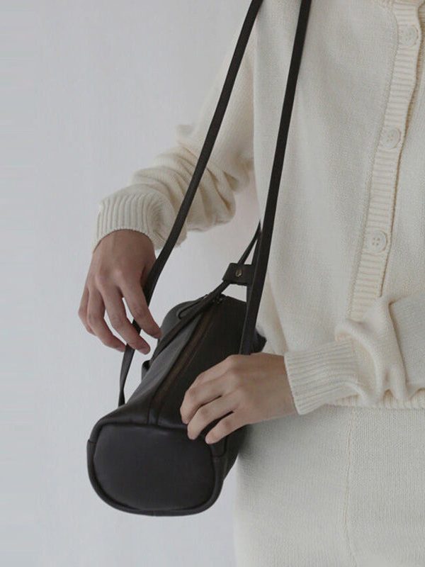 Casual Black Rectangle Solid Durable Faux Leather Bucket Bag