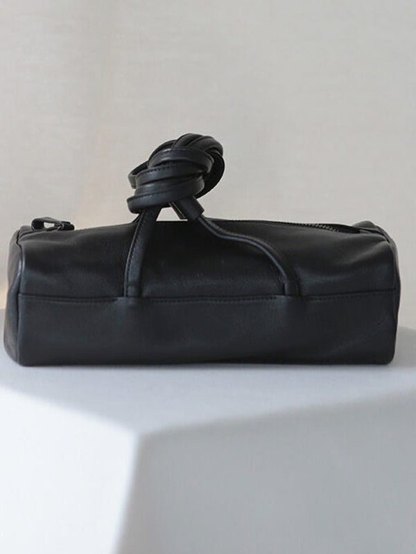 Casual Black Rectangle Solid Durable Faux Leather Bucket Bag