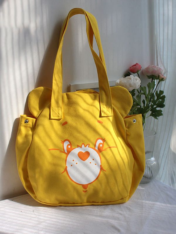 Casual Blue Cartoon Print Large Capacity Satchel Bag Handbag