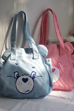 Casual Blue Cartoon Print Large Capacity Satchel Bag Handbag