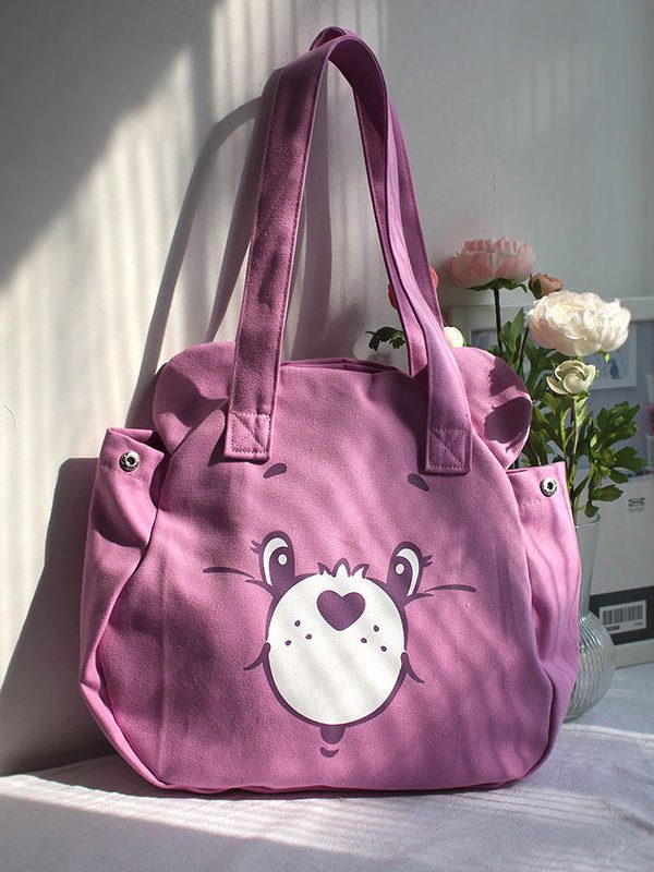 Casual Blue Cartoon Print Large Capacity Satchel Bag Handbag