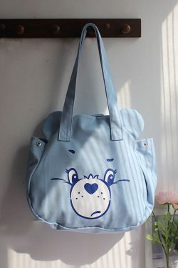 Casual Blue Cartoon Print Large Capacity Satchel Bag Handbag