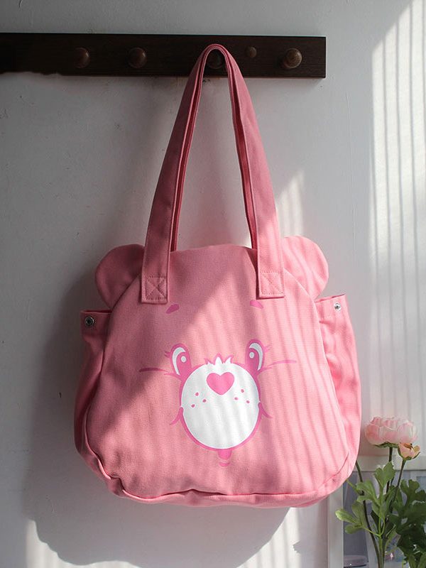 Casual Blue Cartoon Print Large Capacity Satchel Bag Handbag