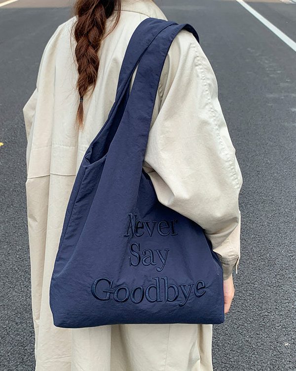 Casual Blue Embroideried Canvas Large Capacity Shoulder Bag