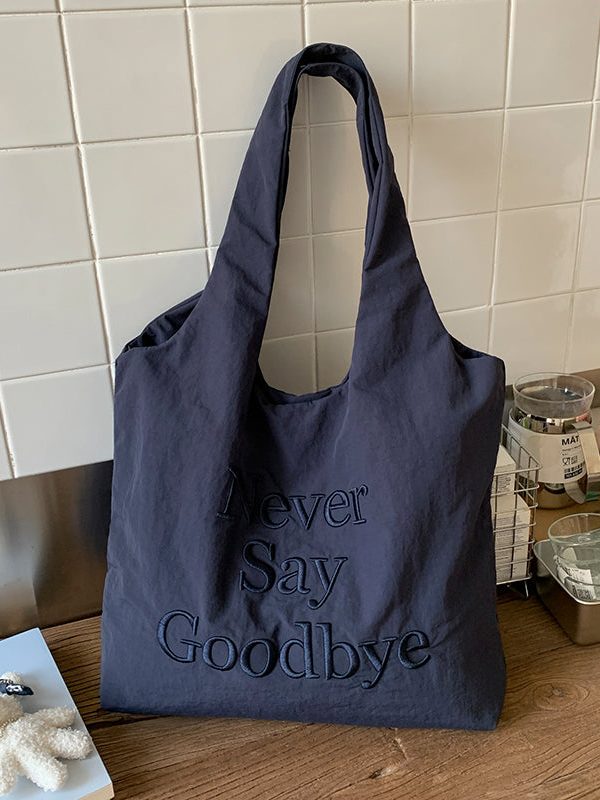 Casual Blue Embroideried Canvas Large Capacity Shoulder Bag