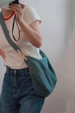 Casual Blue Large Capacity Solid Durable Denim Satchel Handbag