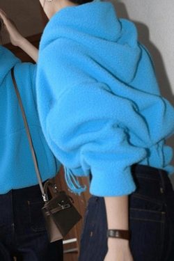 Casual Blue Pockets Patchwork Faux Fur Hooded Sweatshirts Fall