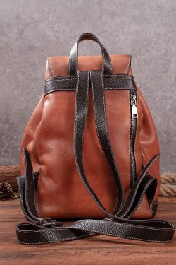 Casual Brown Animal Jacquard Calf Leather Backpack Bag