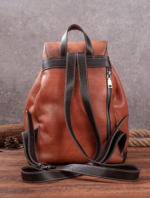 Casual Brown Animal Jacquard Calf Leather Backpack Bag