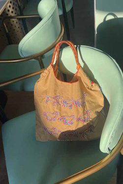 Casual Brown Embroidery Large Capacity Shopping Bag