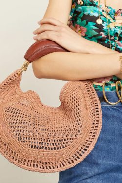 Casual Brown Hollow Out Round Shaped Faux Leather Tote Handbag