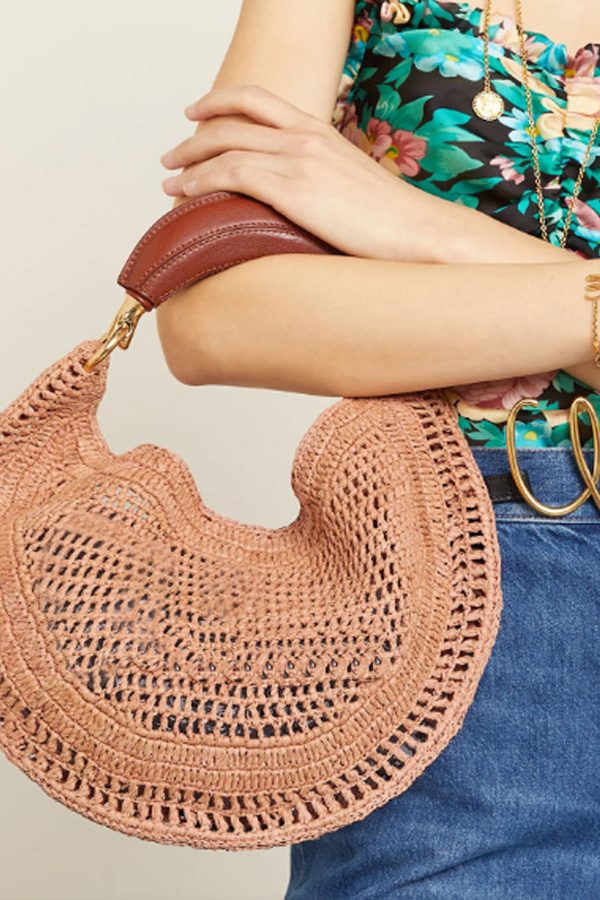 Casual Brown Hollow Out Round Shaped Faux Leather Tote Handbag