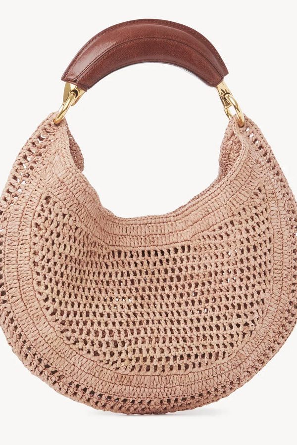 Casual Brown Hollow Out Round Shaped Faux Leather Tote Handbag