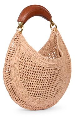 Casual Brown Hollow Out Round Shaped Faux Leather Tote Handbag