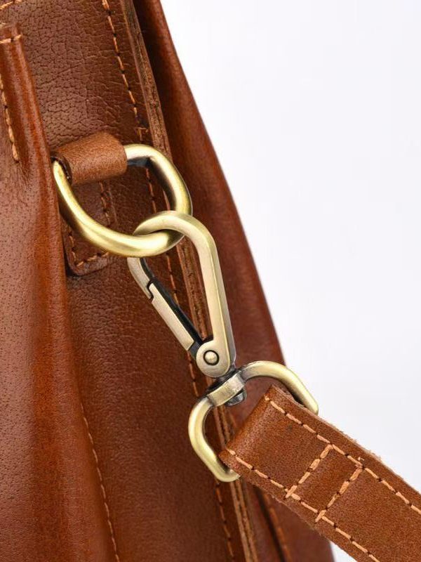 Casual Brown Large Capacity Calf Leather Satchel Handbag