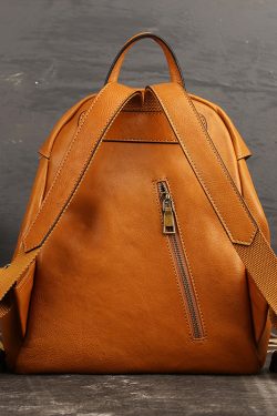 Casual Brown Solid Calf Leather Backpack Bag