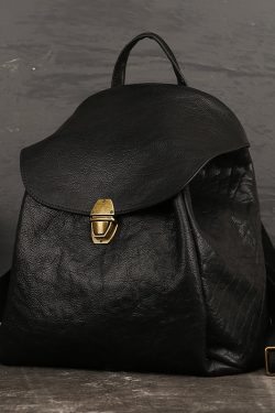 Casual Brown Solid Calf Leather Backpack Bag
