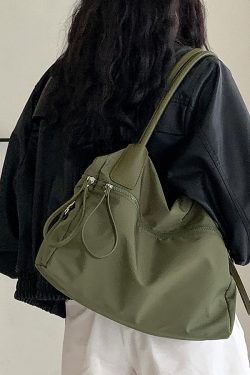 Casual Brown Solid Durable Nylon Shoulder Bags