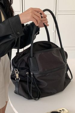 Casual Brown Solid Durable Nylon Shoulder Bags