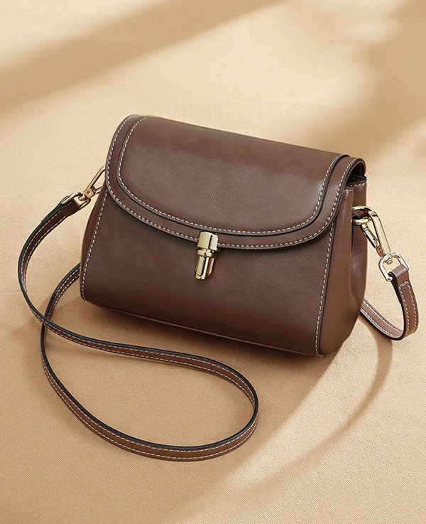Casual Coffee Versatile Faux Leather Messenger Bag