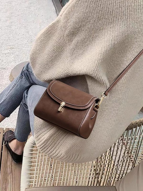 Casual Coffee Versatile Faux Leather Messenger Bag