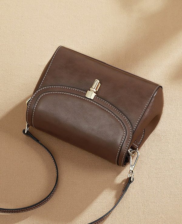 Casual Coffee Versatile Faux Leather Messenger Bag