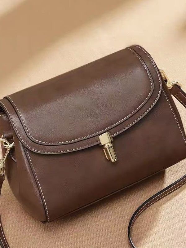 Casual Coffee Versatile Faux Leather Messenger Bag