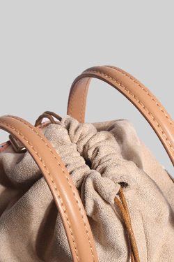 Casual Colorblock Striped Drawstring Faux Leather Versatile CrossBody Bag