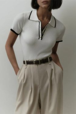 Casual Contrast Corduroy Top