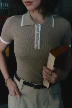 Casual Contrast Corduroy Top