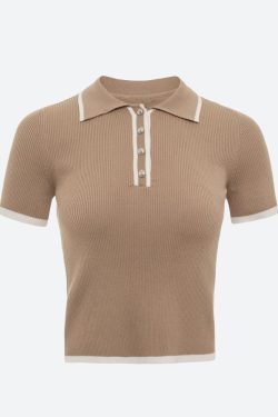 Casual Contrast Corduroy Top