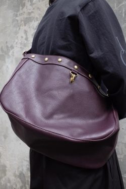 Casual Dull Purple Rivet Large Capacity Faux Leather Messenger Bag