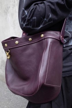 Casual Dull Purple Rivet Large Capacity Faux Leather Messenger Bag