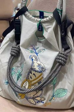 Casual Grey Embroidery Large Capacity Shopping Bag