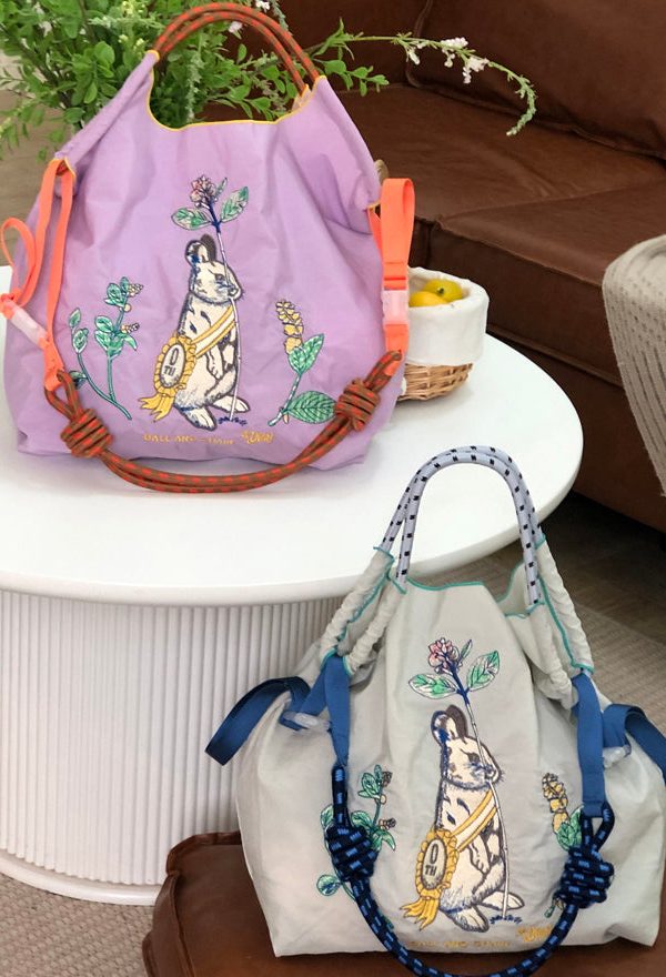 Casual Grey Embroidery Large Capacity Shopping Bag