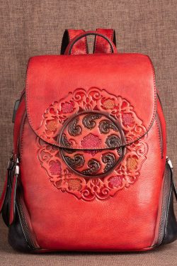 Casual Grey Jacquard Handmade Calf Leather Backpack Bag