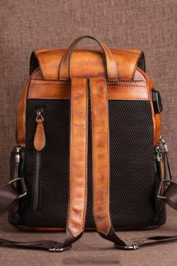 Casual Grey Jacquard Handmade Calf Leather Backpack Bag