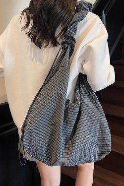 Casual Grey Ruffled Large Capacity Cotton Shoulder Bag