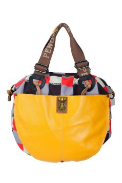 Casual High-Capacity Cowhide Patchwork Canvas Satchel Bag Handbag