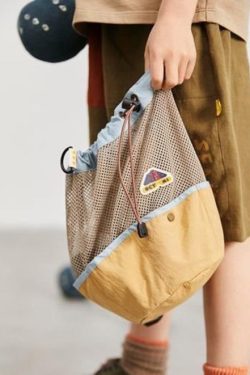 Casual Khaki Drawstring Breathable Mesh CrossBody Backpack Bag