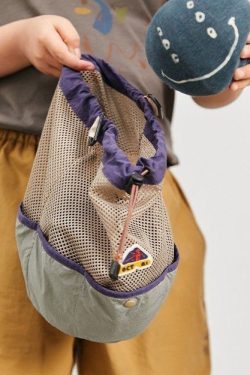 Casual Khaki Drawstring Breathable Mesh CrossBody Backpack Bag