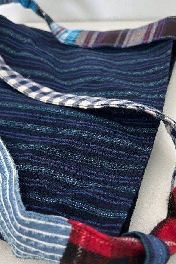 Casual Navy Striped Large Capacity Canvas Satchel Handbag