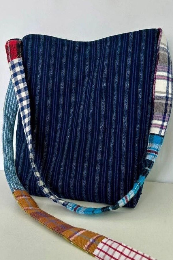Casual Navy Striped Large Capacity Canvas Satchel Handbag