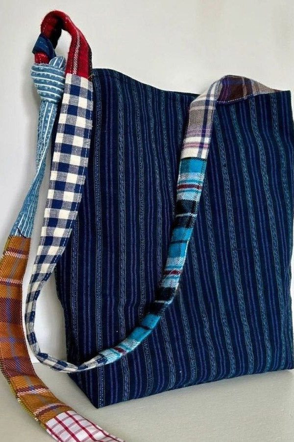 Casual Navy Striped Large Capacity Canvas Satchel Handbag