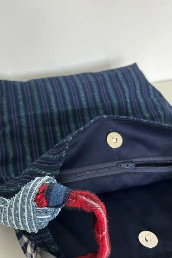 Casual Navy Striped Large Capacity Canvas Satchel Handbag