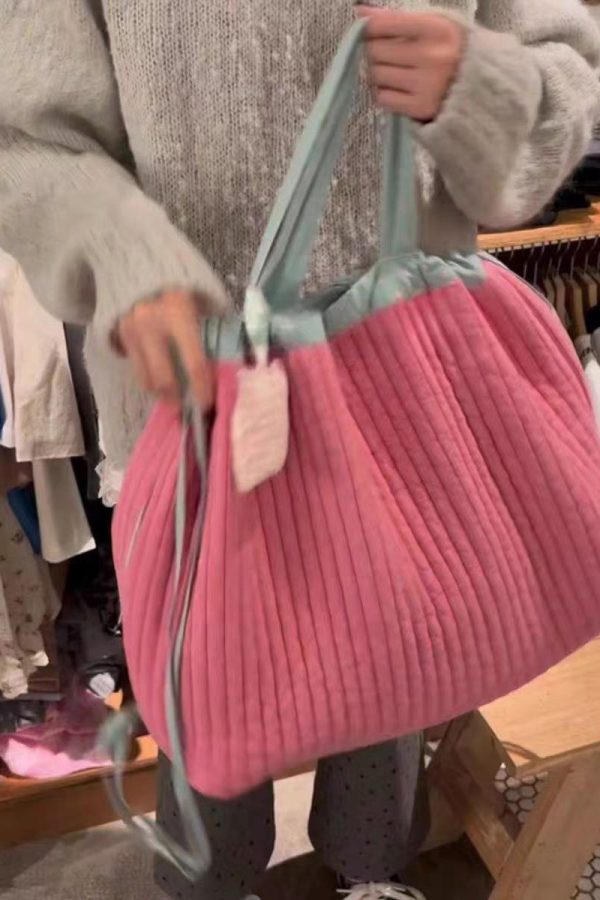 Casual Pink Large Capacity Drawstring Canvas Backpack Bag