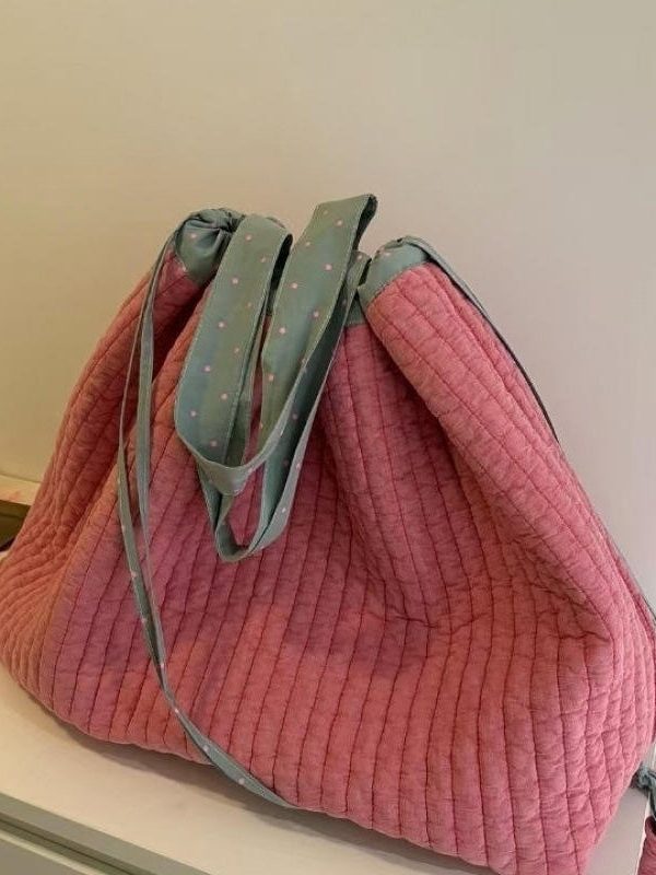 Casual Pink Large Capacity Drawstring Canvas Backpack Bag