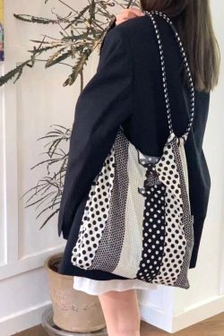 Casual Print Large Capacity Cotton Satchel Handbag