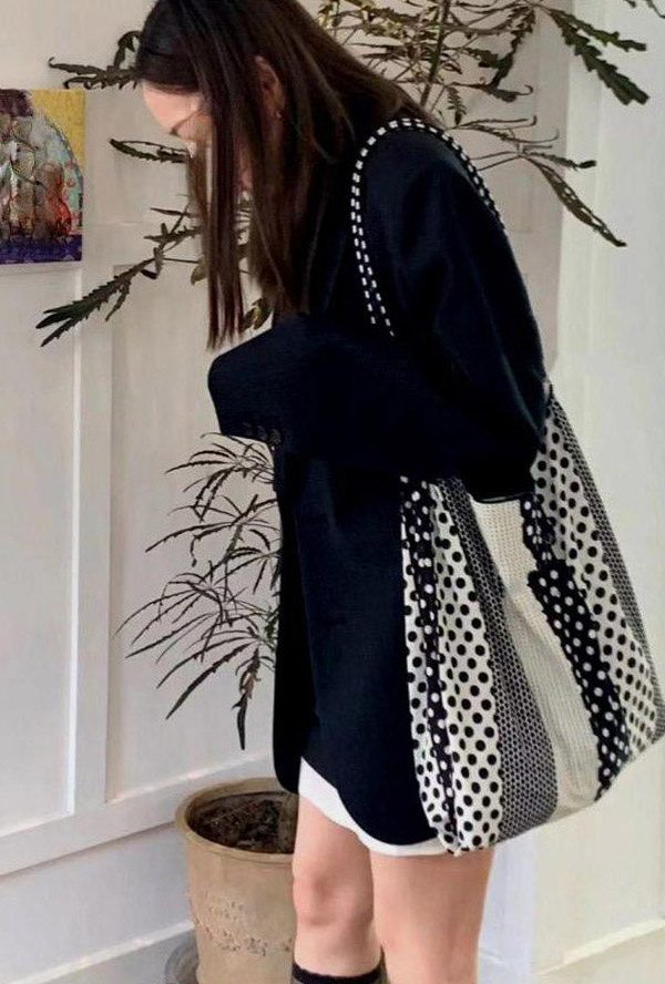 Casual Print Large Capacity Cotton Satchel Handbag